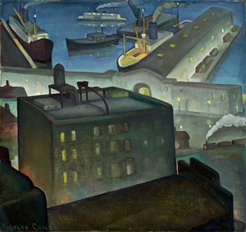 The Embarcadero at Night  -   Rinaldo Cuneo, . 1927-28American, 1877 - 1939Oil on playwood, 86.36 x 