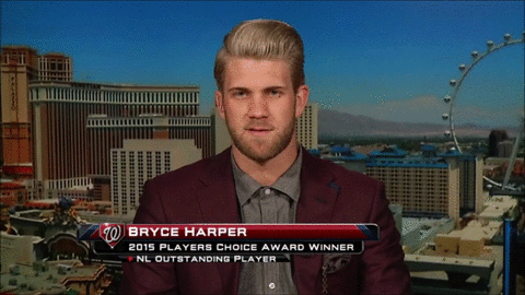 scherzersundae:  Newly blond Bryce Harper wins NL Outstanding Player Award, talks