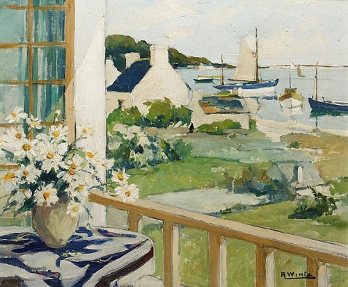 Raymond Wintz (1884-1956) - My Window in Brittany. Oil on canvas.
