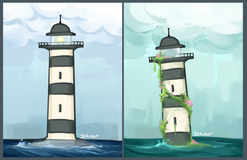 Testing out a brush I barely use with some Lighthouses