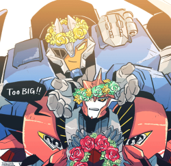 rikuta: I don’t take the request now.But I wanted to draw TF with flower crowns once!!I have already drawn it…But I think that Breakdown can’t make the flower crown XD hehe Thank you for nice request! ;) 