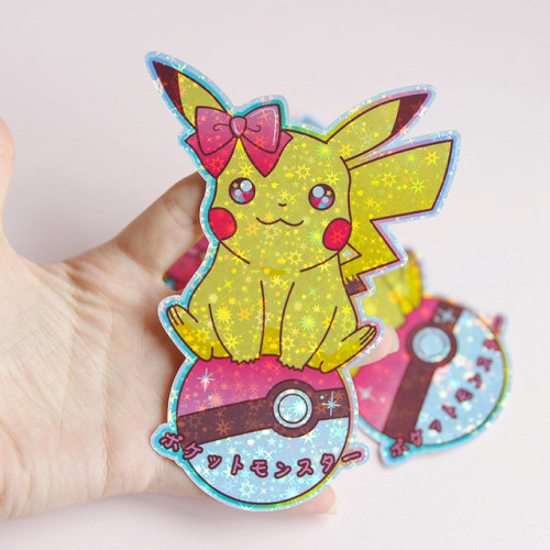 retrogamingblog: Holographic Pokemon Stickers made by GutsAndGlitter Cute