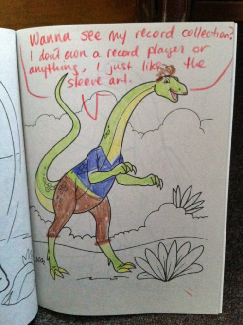 sammneiland:opiggynukkao:tastefullyoffensive:Hipster Dinosaurs [via]Oh my godthe fucking record coll