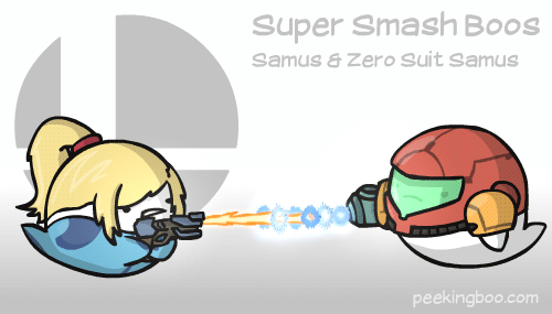peekingboo:  Super Smash Boos - Samus &amp; Zero Suit Samus - [tag] &ldquo;I