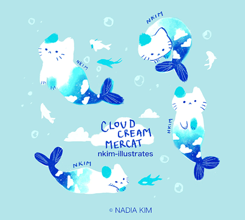 nkim-doodles:Cloud Cream Mercat and the original cat!! 