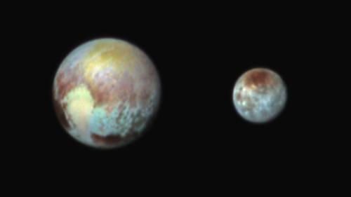 Multi-Spectral Pluto and CharonThis image shows Pluto and Charon, from about the same vantage point 