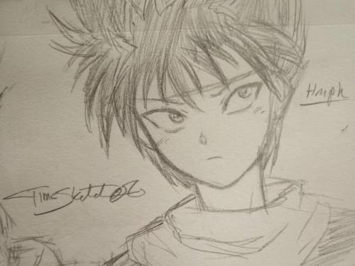 timesketcharts: Doodled Hiei from yu yu hakusho at work the other day. I’m back on my yyh kick