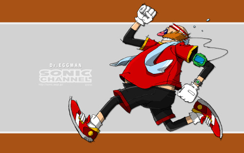 blackblur7:  よし！(YOSH!) Dr. Eggman fronts this month’s wallpaper from Sonic Channel. Despite his rotundness, one should not underestimate his athleticism. Sonic should not, either. Download - [1920x1200] You can alternatively find these wallpapers