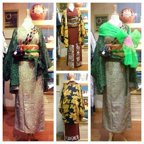 Idid this St. Patrick’s day theme kimono display at work for March! お店でセントパトリックスディの着物コーデディスプレイ