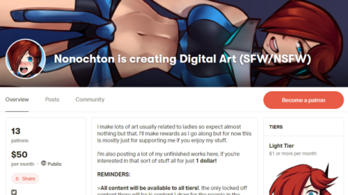 https://www.patreon.com/Nonochton Due to the recent news regarding Patreon i’ve decided to mak