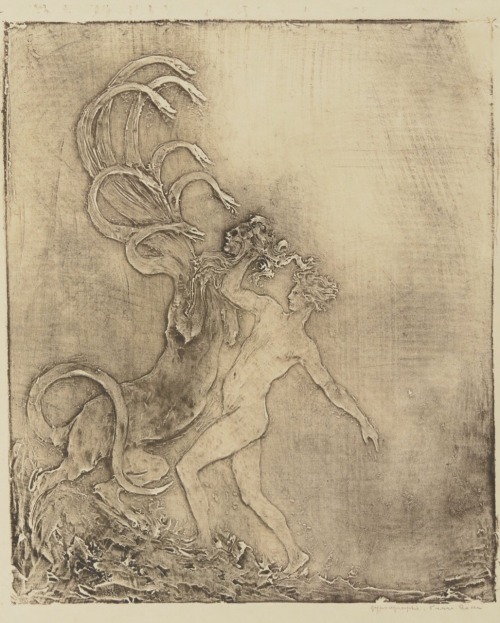 La Méduse.Estampe.Gypsographie.Art by Pierre Roche.(1855-1922).Graveur.