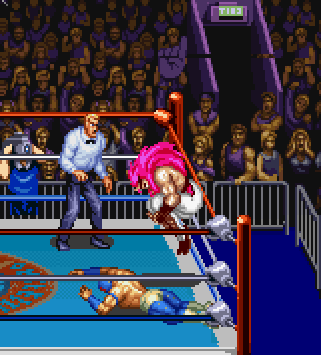 obscurevideogames:   butt stomp - Saturday Night Slam Masters (Capcom -  SNES  -