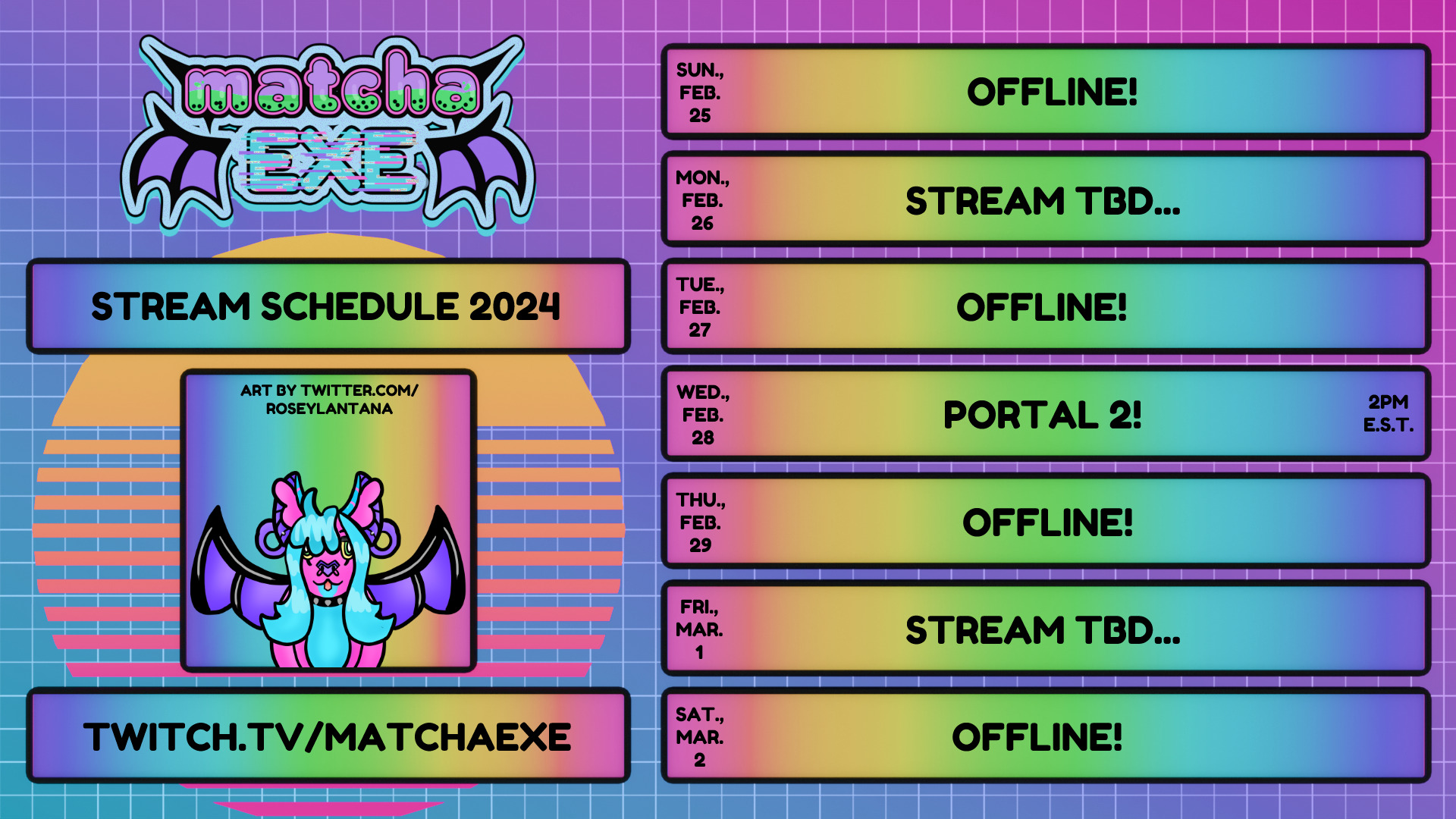 stream schedule for February 25 - March 2, 2024!