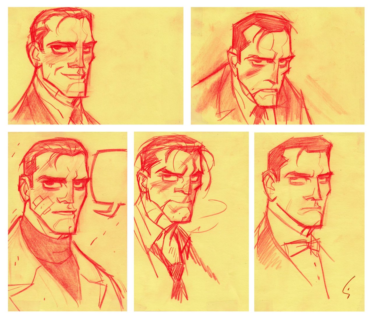 charactermodel:  Bruce Wayne, Batman, Gordon and Misc Faces by Shane Glines [ Beware