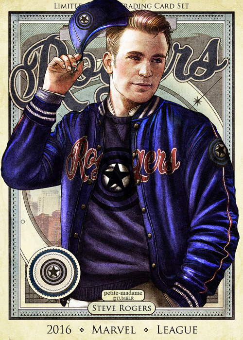 petite-madame:Marvel League - Team Cap vs Team Iron Man - (2021)Vintage baseball trading cards inspired by the legendary 2016 “Team Cap Vs Team Iron Man” fight (and also by the latest campaign of a famous US clothing brand ^^). Note: I chose the numbers on the shirts at random, except for some characters: it’s their birthday.CLICK HERE FOR “TEAM IRON MAN” #team cap all the way :P
