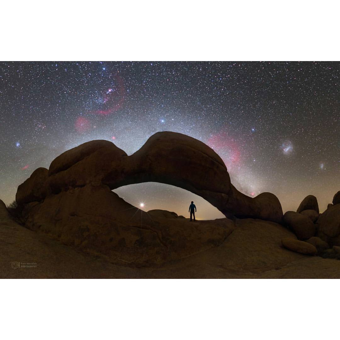 Venus under the Spitzkoppe Arch #nasa #apod #venus #planet #rockbridge #pleiades