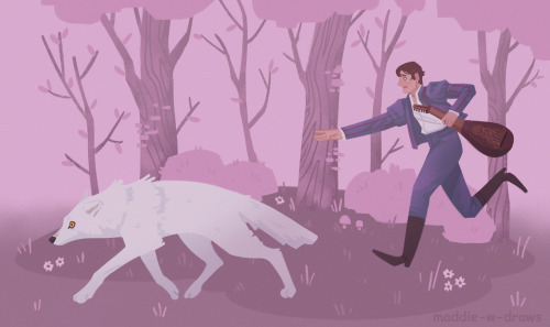 love-and-larks-and-white-wolves:skai6:maddie-w-draws:Adventures of Jaskier who thinks a wolf he find