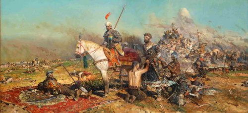Battle of Kalka River 1223 in Ukraine. A coalition led by Kiev was defeated by Mongolian forces. &nb