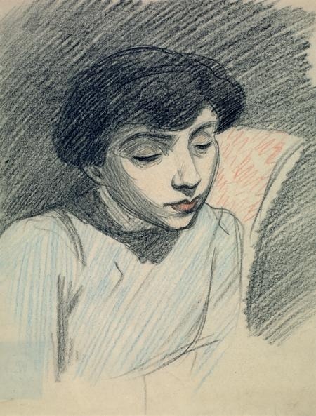 René-Georges Hermann-Paul (1874–1940)Portrait de femme en robe bleu