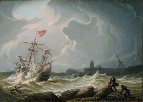 Ship in Storm, Robert Salmon, 1828