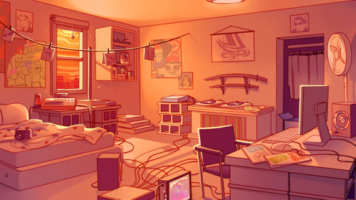 backgrounds and end cards i made for dave’s route!you’d think i’d hate drawing thi