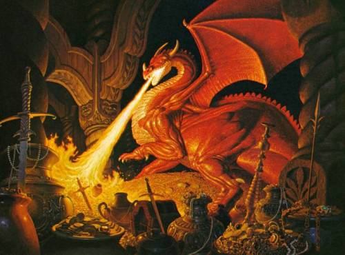 post-facto: Smaug from The Hobbit 1. J.R.R. Tolkien 2. Justin Gerard 3. Alan Lee 4. Donato Giancola 