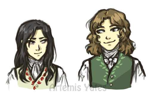  Victor Frankenstein and Henry Clerval with their hair down, to show off those beautiful long 18th c