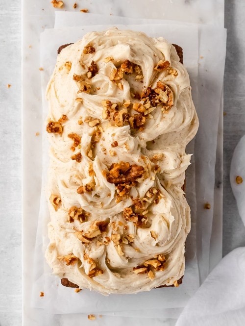 sweetoothgirl:chai spiced carrot loaf cake with brown butter cream cheese