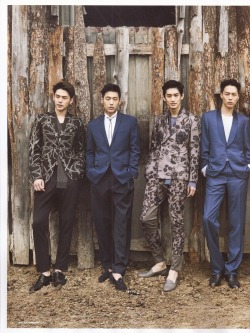 koreanmalemodels:  Choi Minsoo, Shon Minho, Kim Taehwan, and Jang Kiyong for ARENA Homme+, June 2014 