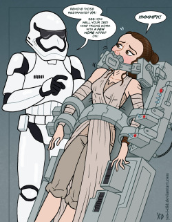 yesididart:  Rey Restrained by Yes-I-DiD A recent commission depicting an imagined scene of what might have happened had Rey’s attempts at  Jedi mind tricks not so easily worked on that Stormtrooper…   