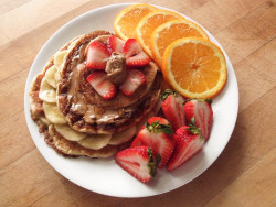 garden-of-vegan:  whole wheat pancakes topped