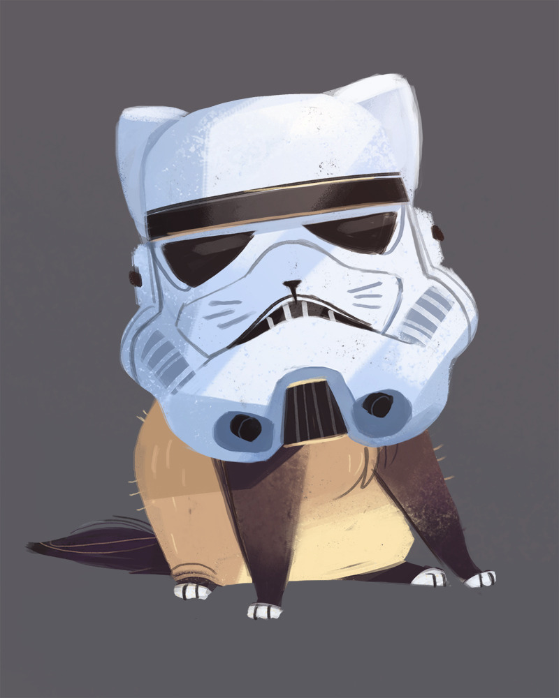 dailycatdrawings:  440: A bit short to be a stormtrooper..(6 days to Star Wars)