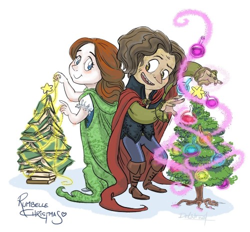 delintthedarkone:  Happy Rumbelle Christmas!!!I’d wish you alll cookies but some Imp took bites out of all of them…..