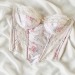 diordaydreamin:pink floral vintage christian dior satin bustier top circa 1980