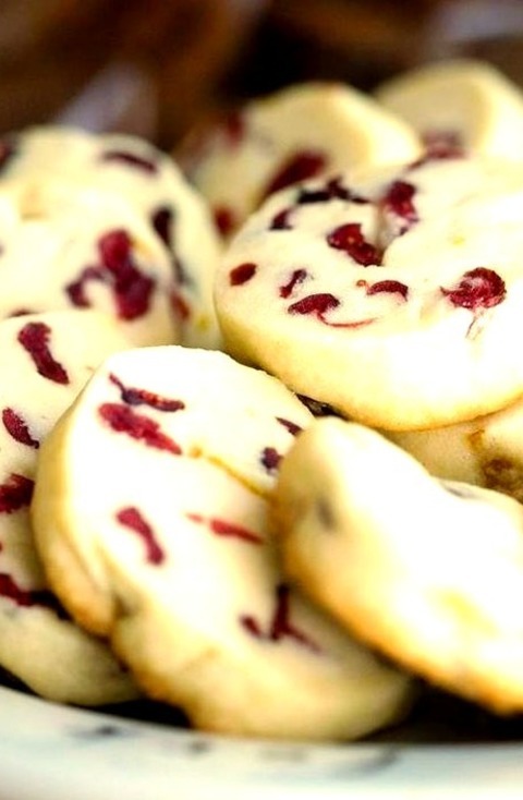 Desserts - Fruit Cookie - Citrus Shortbread Cookies Orange Zest And Dried Cranberries Give These Classic