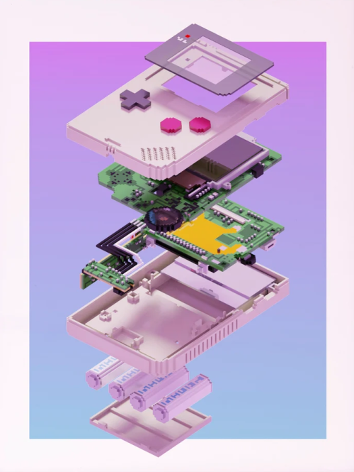 Exploded Pixel Gameboy by RetroCAD