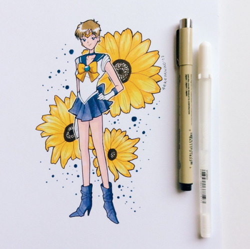 Outer Senshi + FlowersNeptune + Tiger Lily | Uranus + Sunflower | Saturn + Clematis | Pluto + Peony