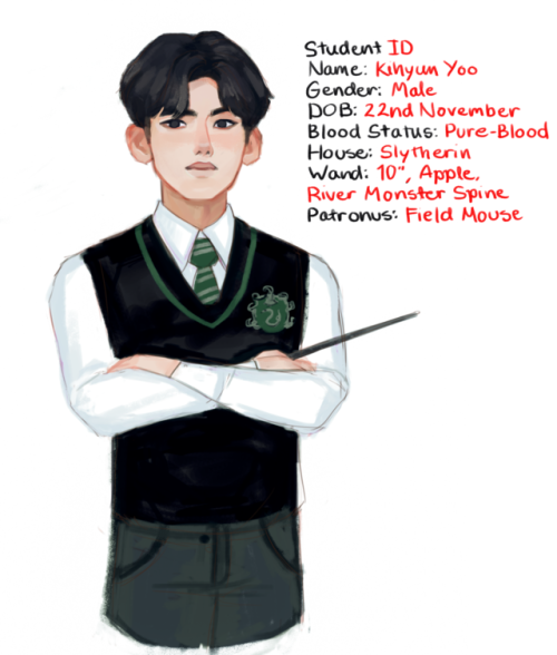 the whole of my monsta x hogwarts au profiles from twitter ✨
