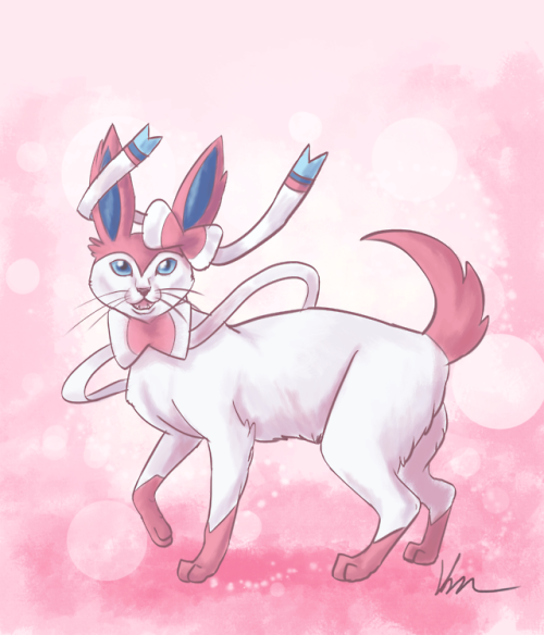 A few years ago I posted a series of all the eeveelutions in cat-like poses.  I decided to re-do the