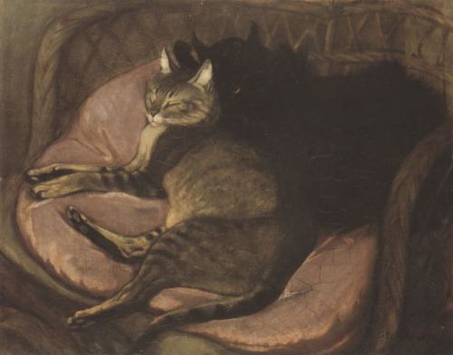 theophile-steinlen:Cats on the Sofa, 1908, Theophile Steinlen