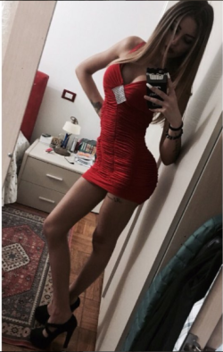 Red dress and heels