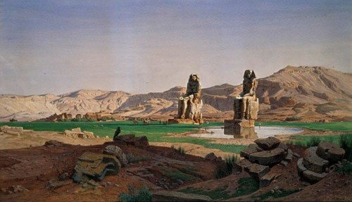 The Colossi of Memnon, 1866 (watercolor) by Carl Friedrich Heinrich Werner (German, 1808-1894) Cumme