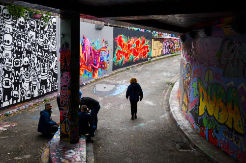 The ramp down into the dark depths of the amazing Leake Street Tunnel under waterloo Station