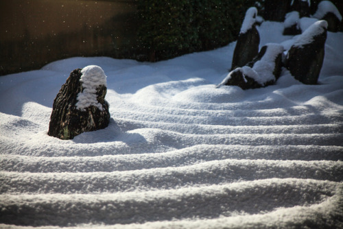 Breathtaking snow scenery at Zuihō-in temple dry garden, by Prado