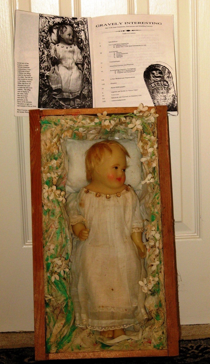 Grave dolls were sometimes made and left at the grave of a deceased infant. It was