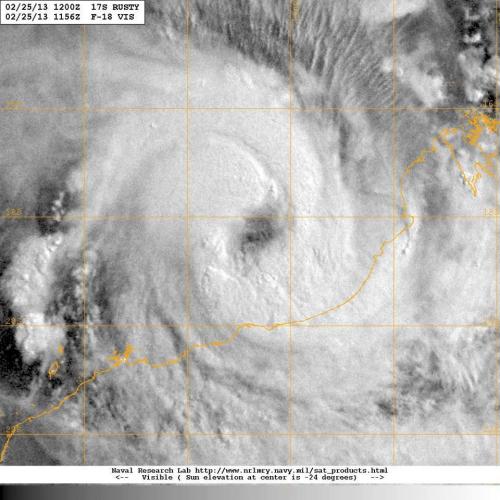 Tropical Cyclone Rusty.This is tropical cyclone Rusty, a slow-moving, category 3 storm that struck w