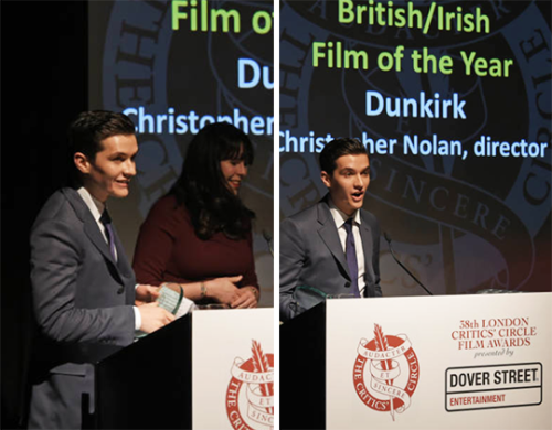 fionnedits: Fionn accepting Dunkirk’s award for British/Irish Film of the Year at the London C