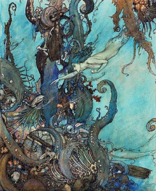 artandoddities: “The Real Mermaid” by Edmund Dulac, via @ocular_allure. www.inst