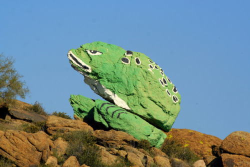 spookysouthwest:The Frog Rock of Congress, Arizona. This unusual collection of rocks was painted to 