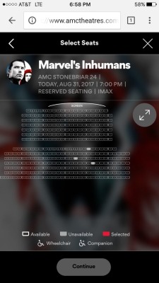 therealsongbirddiamondback:ONLY THREE PEOPLE BOUGHT TICKETS TO INHUMANS IN THIS IMAX THEATER!ONLYFUCKINGTHREE!HOLY SHIT!!!